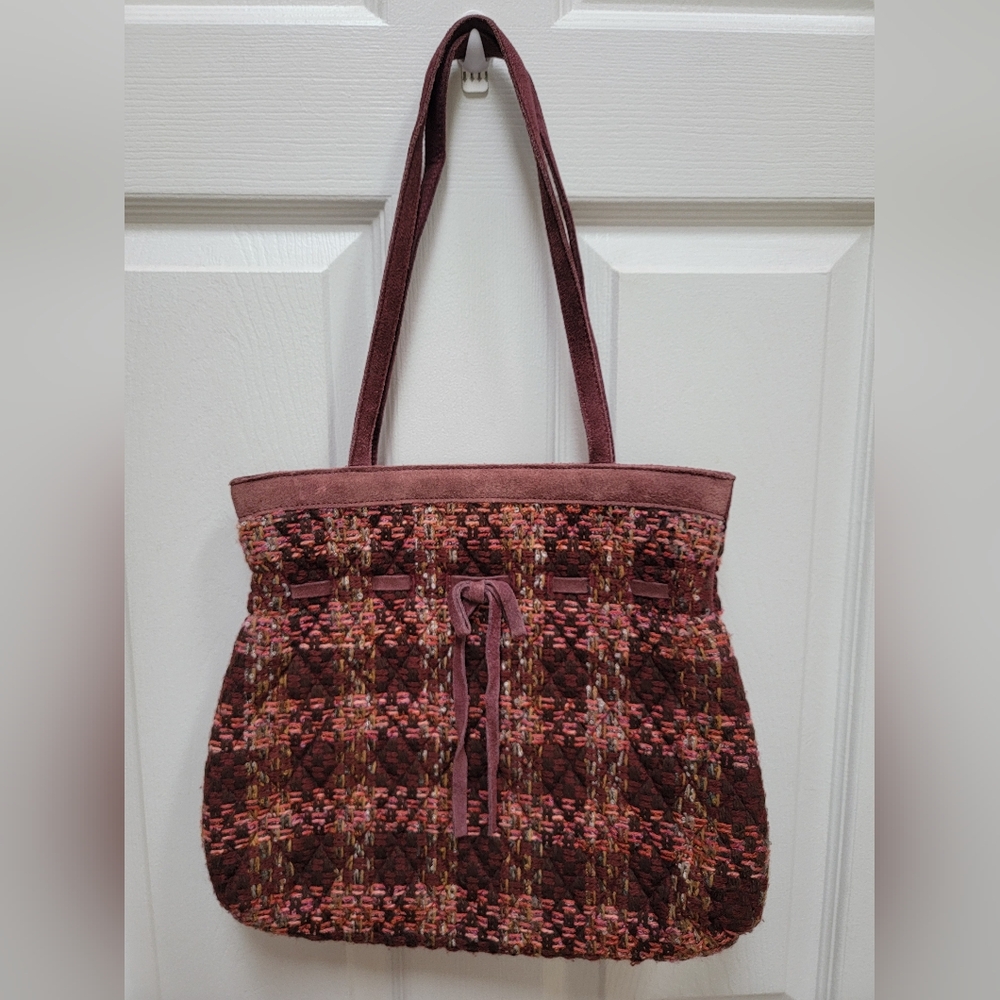 Vera Bradley Cinch Tweed/Suede Tote Houndstooth Pattern (Retired)